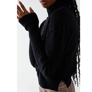 Free People Aubrey 100% Cashmere Turtleneck Rib Sweater Black Small $158